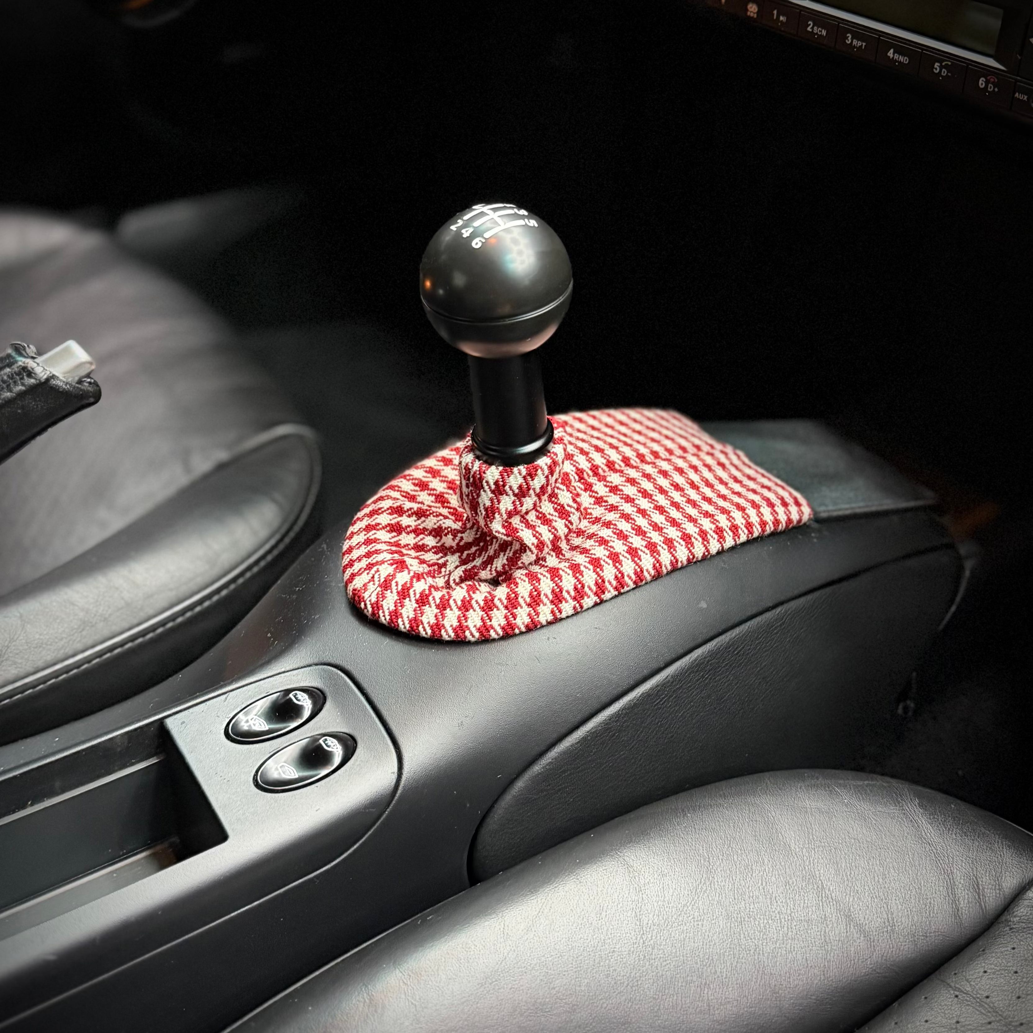 Red and White Pepita Shift Boot - $65